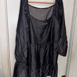 Grey Long-Sleeve Dress square neck